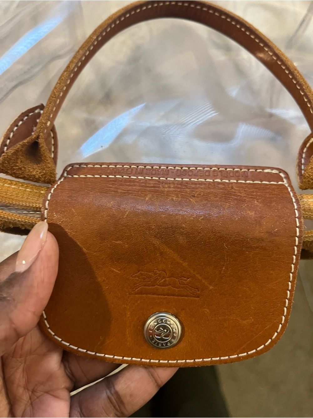 Longchamp Clear Tote with Brown Leather Trim - Picture 2 of 3